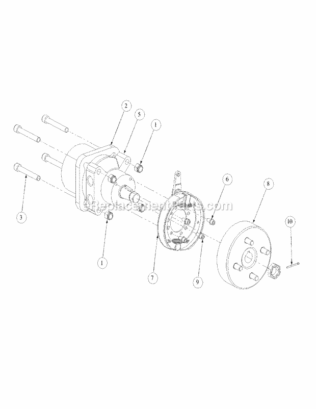 Brake Motor Mount And Hub Diagram and Parts List for M72-KW 53AB5GFZ750 Cub Cadet Sprayer
